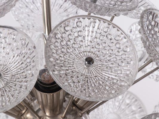 Modernist Glass And Chrome 10 Light Dandelion Sputnik Chandelier, 1960s photo vinterior
