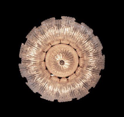 Rugiada Flush Mount Chandelier In Murano Glass And Brass From Barovier & Toso, Italy, 1970s photo for sale