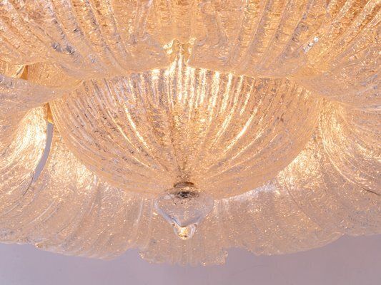 Rugiada Flush Mount Chandelier In Murano Glass And Brass From Barovier & Toso, Italy, 1970s photo vintage