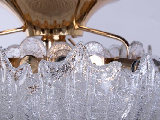 photo vintage Rugiada Flush Mount Chandelier In Murano Glass And Brass From Barovier & Toso, Italy, 1970s