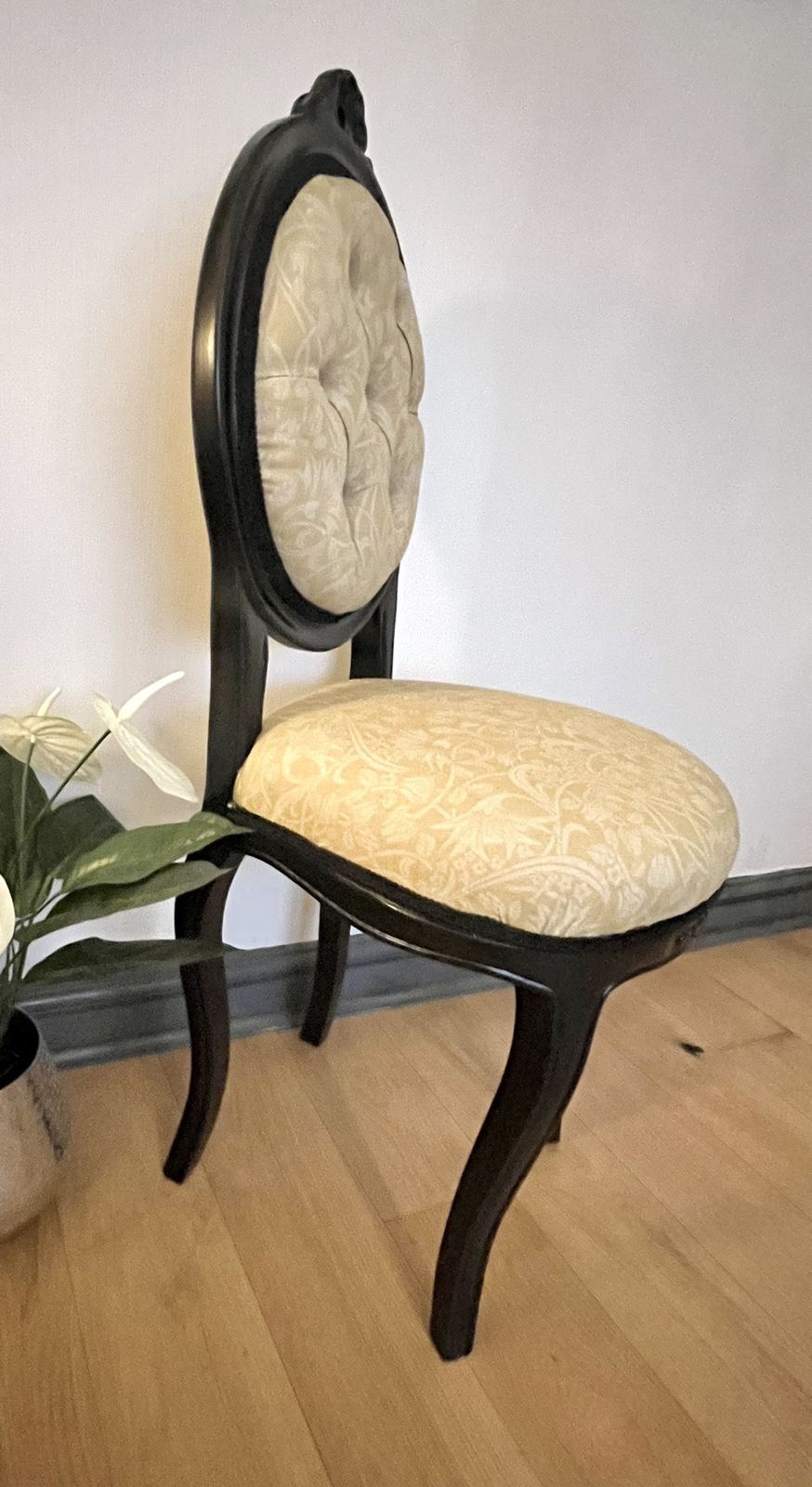 Petite French Vintage Balloon Back Chair photo for sale