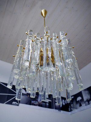 Iced Sticks Chandelier In Murano Glass & Gilt Brass From Kinkeldey, Germany, 1960s photo furniture