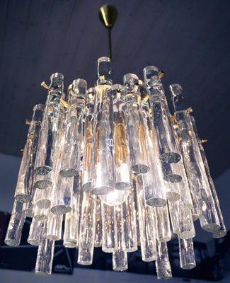 Lighting Iced Sticks Chandelier In Murano Glass & Gilt Brass From Kinkeldey, Germany, 1960s photo