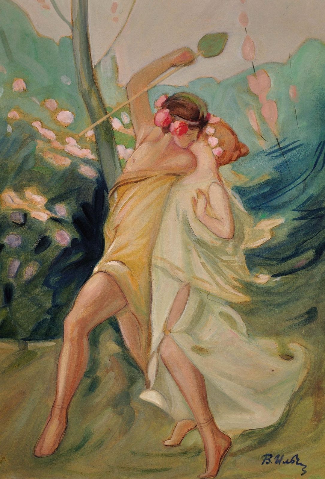 Follower Of Antoine Calbet 1860 To 1944. Framed Art Nouveau Painting A Classical Greek Love Affair Of Theseus And Ariadne Circa 1890 To 1910 photo furniture