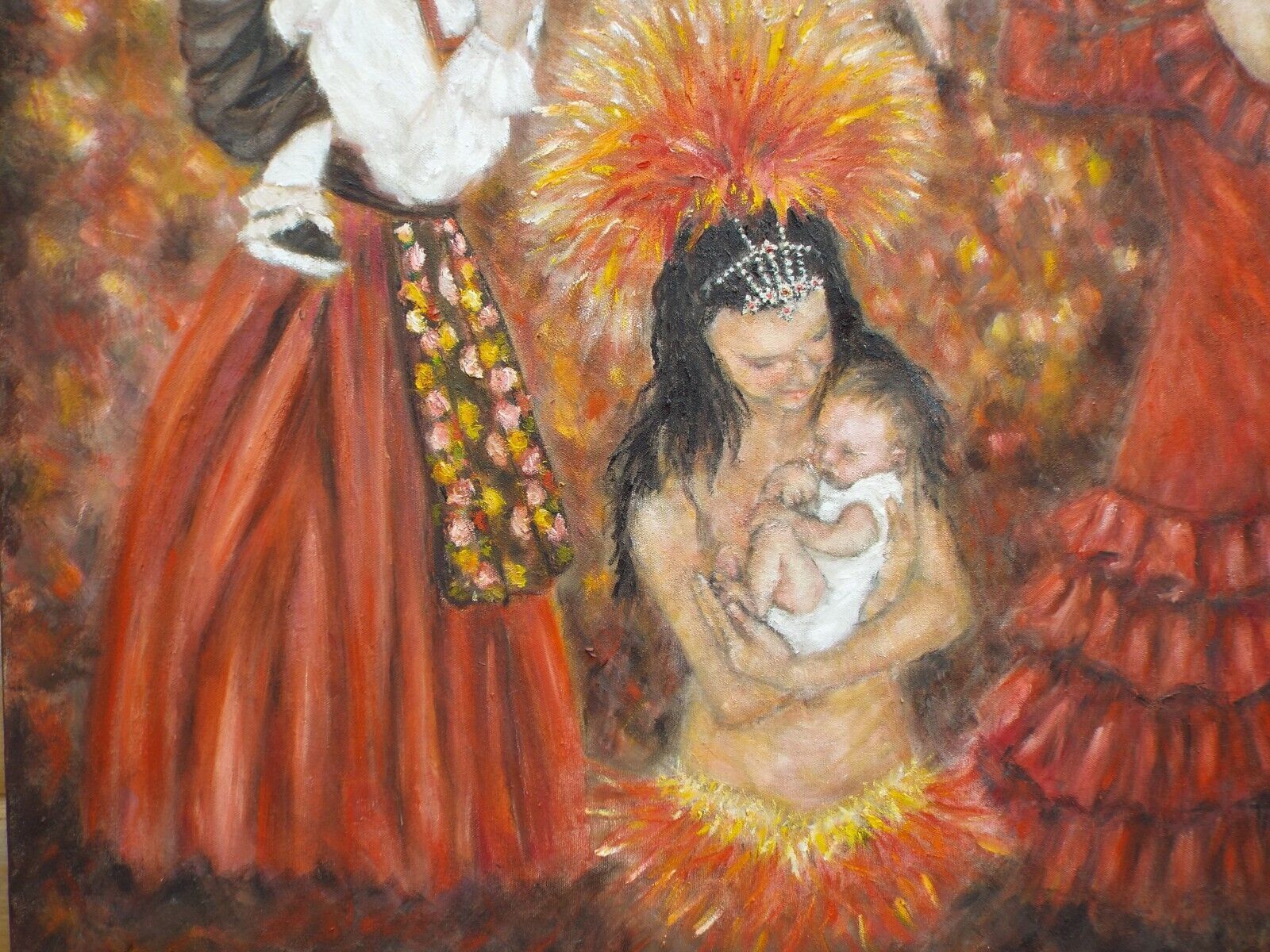 photo furniture Hispanic Dancers Mothers & Babies Original Oil Painting Figurative Andi J Lucas