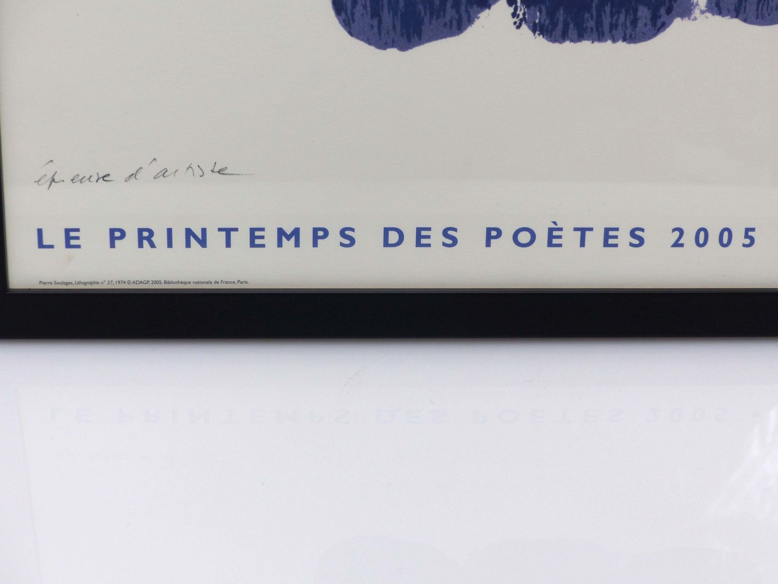 Framed Poster "The Spring Of Poets", Pierre Soulages, Lithograph For Gallimard, 2005 photo for sale