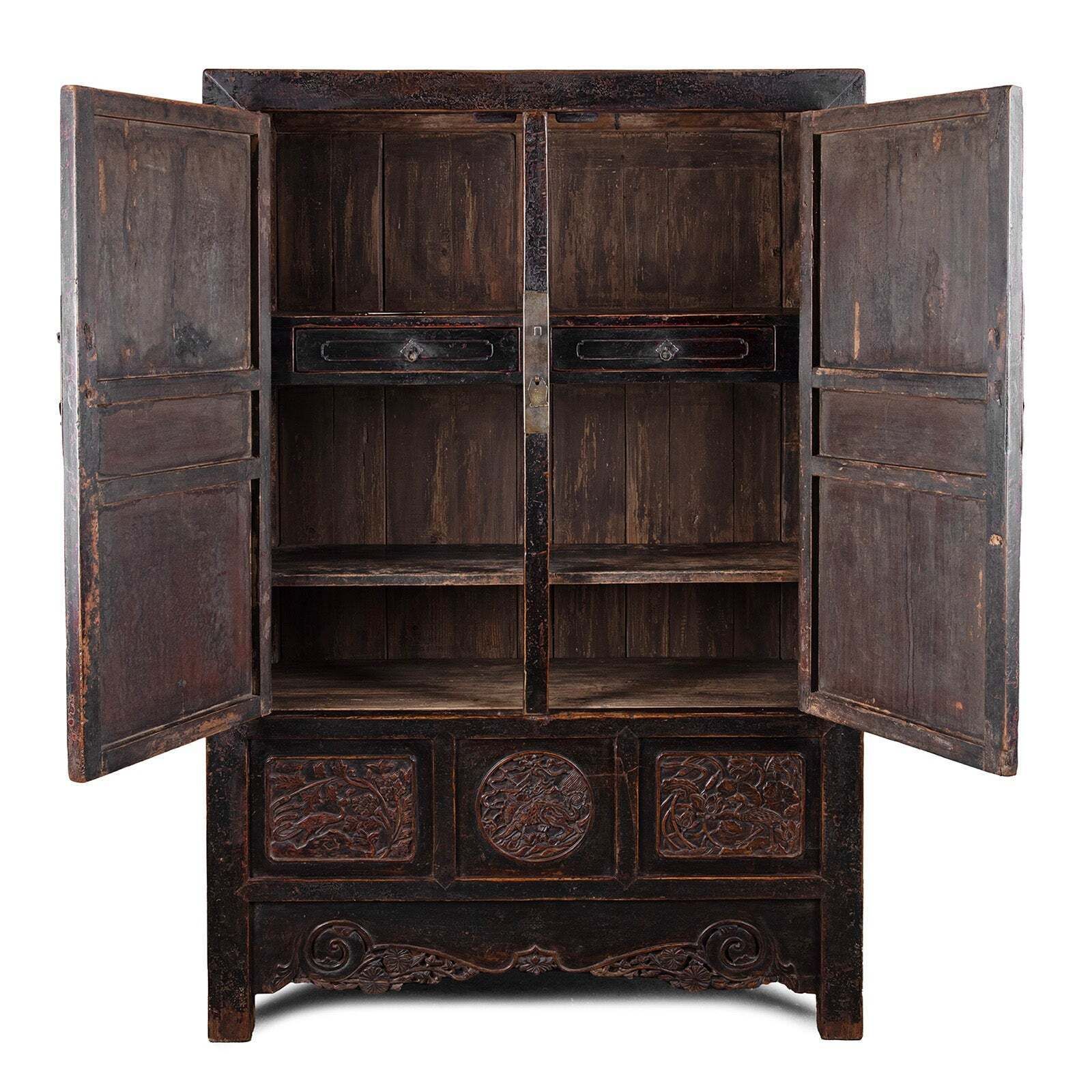 Antique Carved Chinese Cabinet From Shanxi  19th Century photo for sale