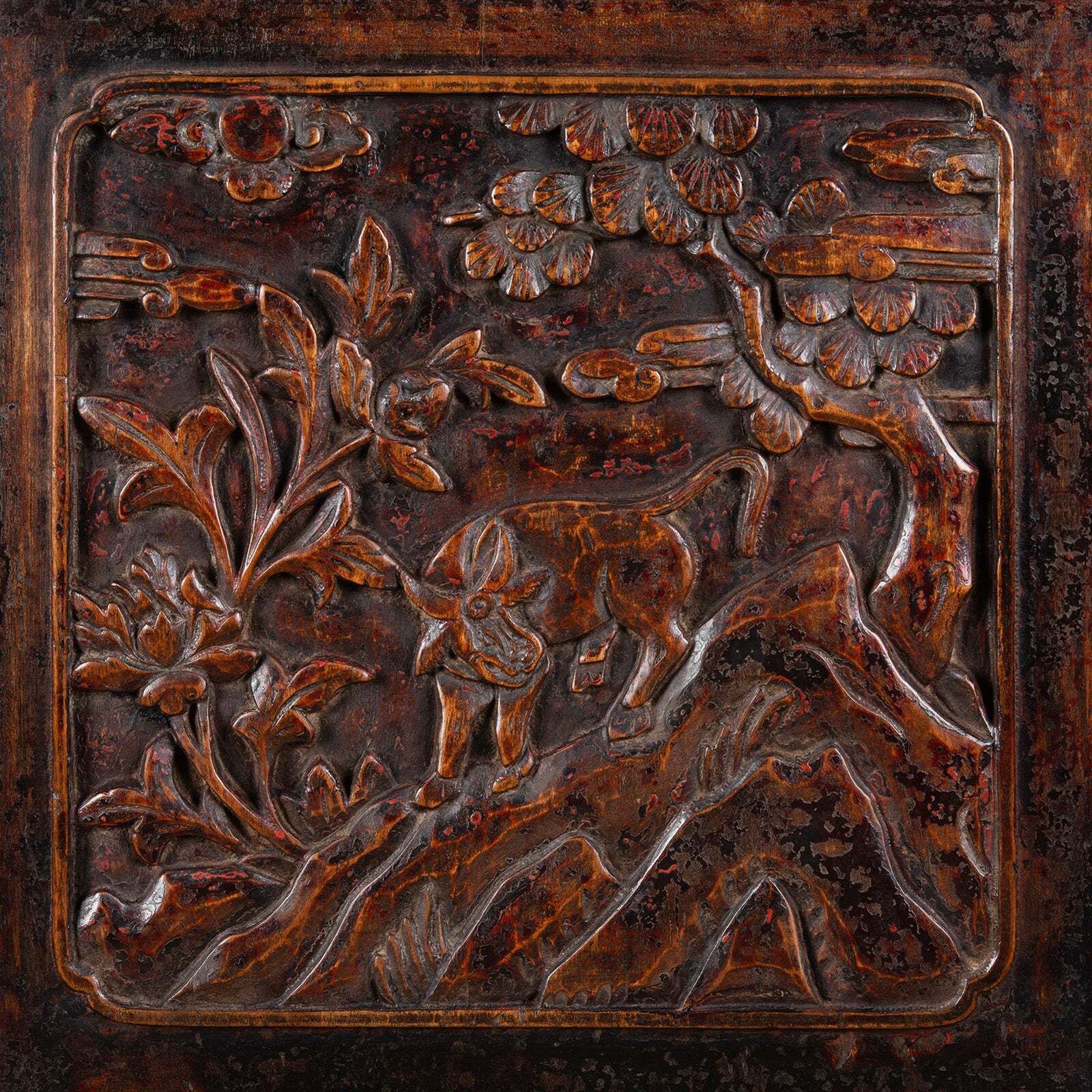 photo vintage Antique Carved Chinese Cabinet From Shanxi  19th Century
