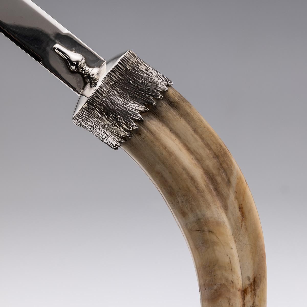 photo for sale Stylish 20th Century English Solid Silver & Boar Tusk Letter Opener C.1990