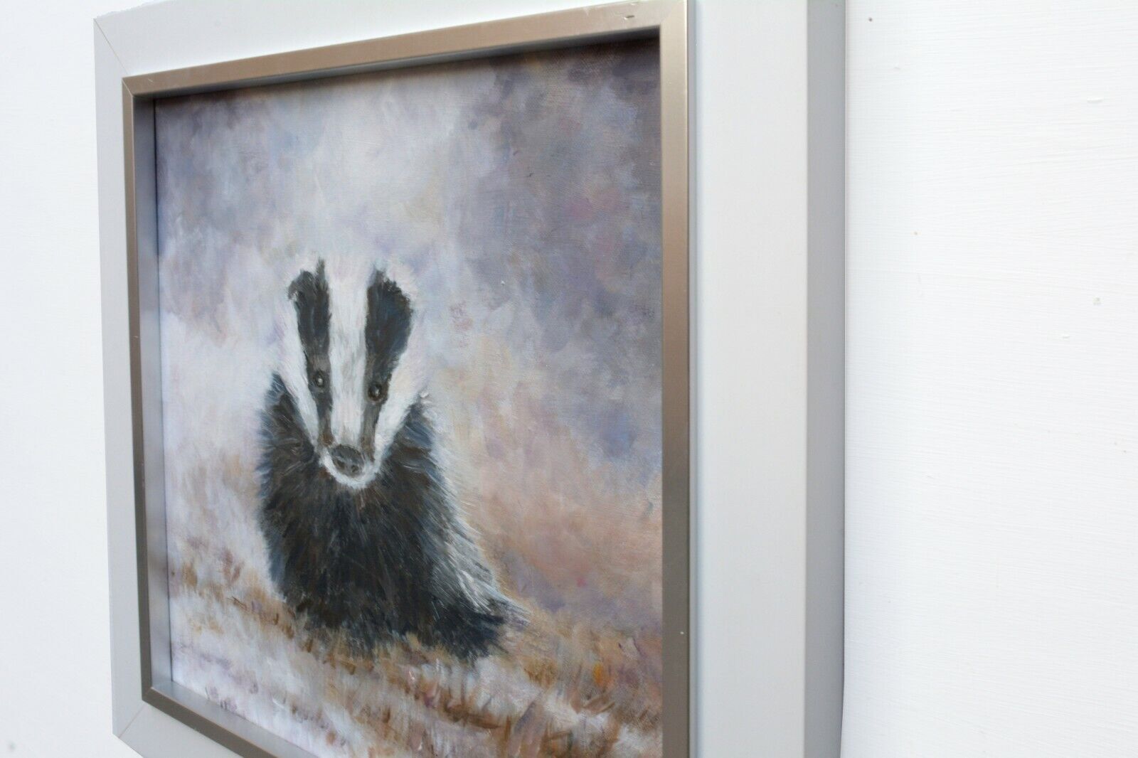 Badger Cub Original Oil Painting Signed Framed Wildlife Art Andi J Lucas photo vintage