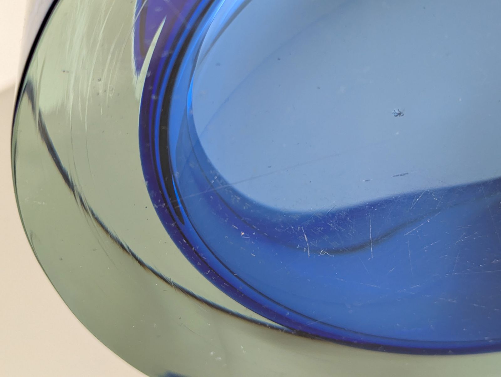 photo furniture Murano Blue & Clear Sommerso Glass Centerpiece By Seguso