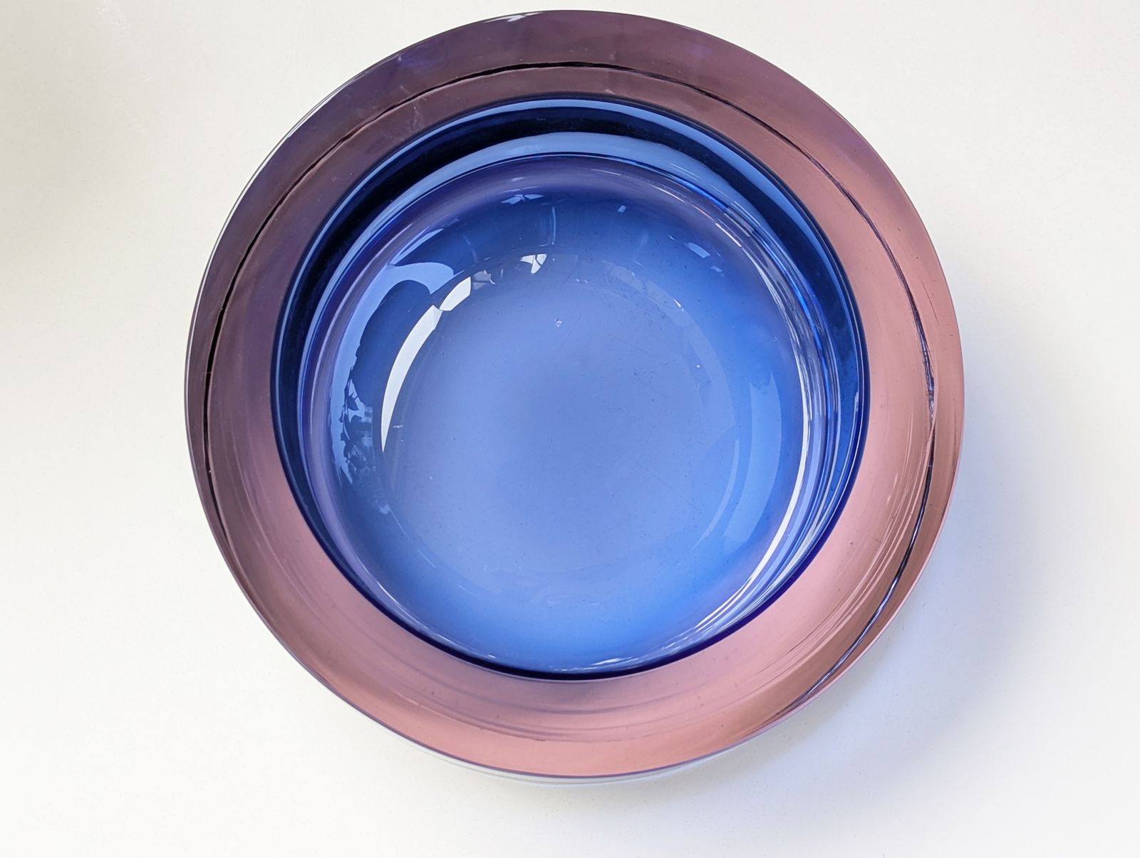 760.0 Murano Blue & Clear Sommerso Glass Centerpiece By Seguso photo