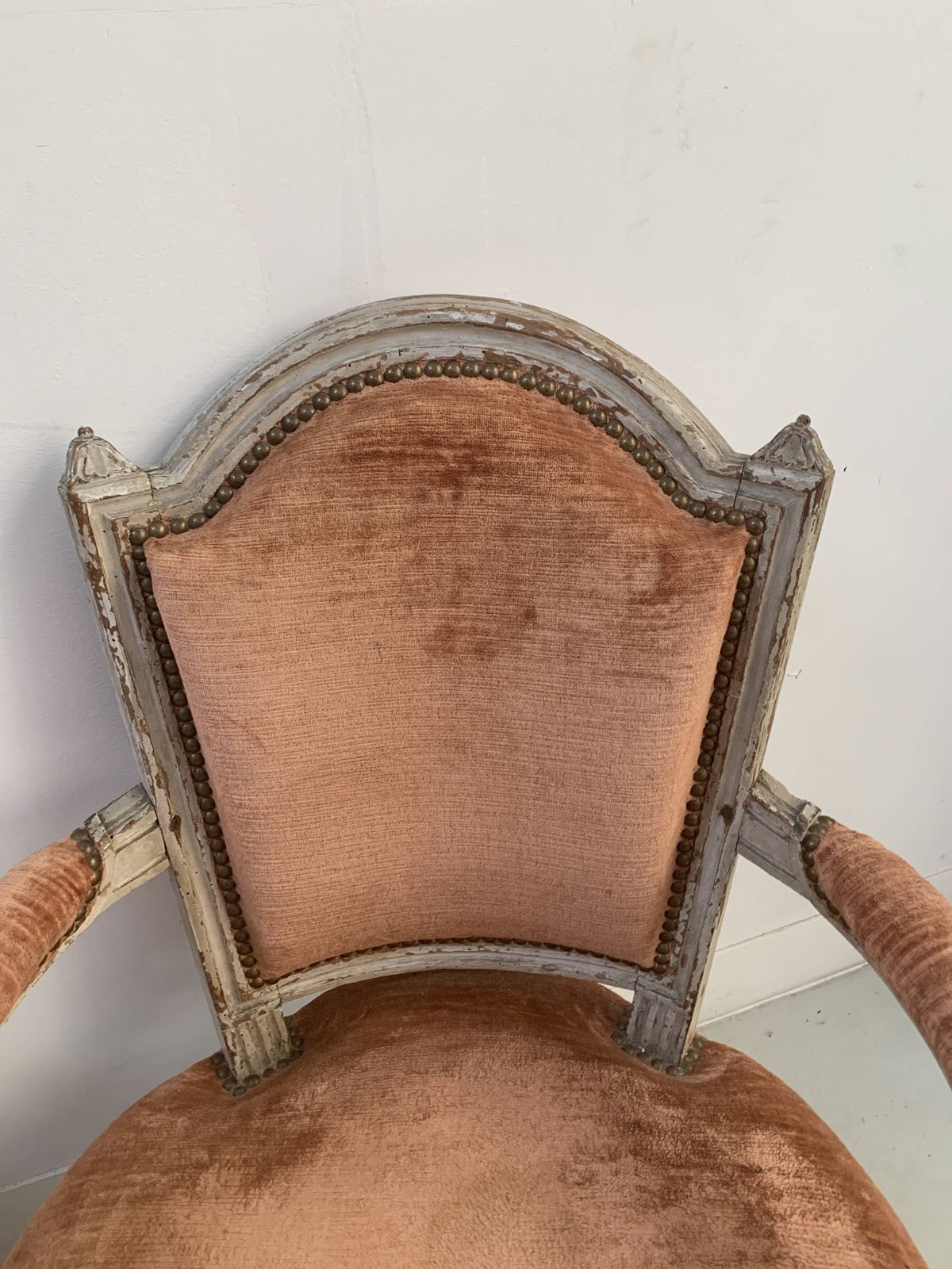 Pair Of Louis XVI Style Armchairs In Patinated Beech, 19th Century photo buy