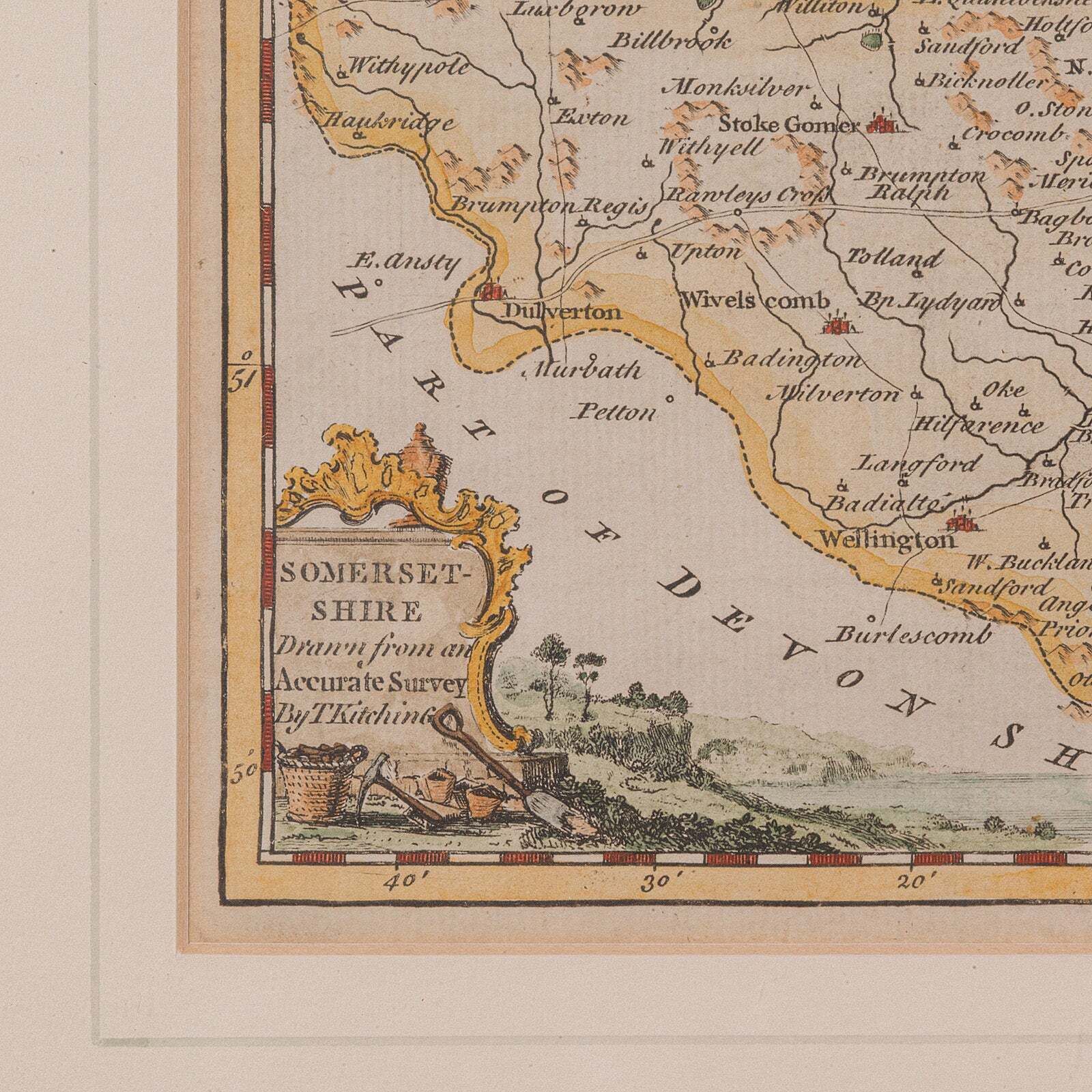 Antique Somerset Map, Thomas Kitchin, English, Cartographic Reference, Georgian photo buy