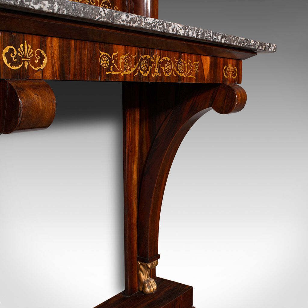 photo furniture Very Tall 8' Antique Empire Style Mirror, Italian, Walnut, Marble, Victorian