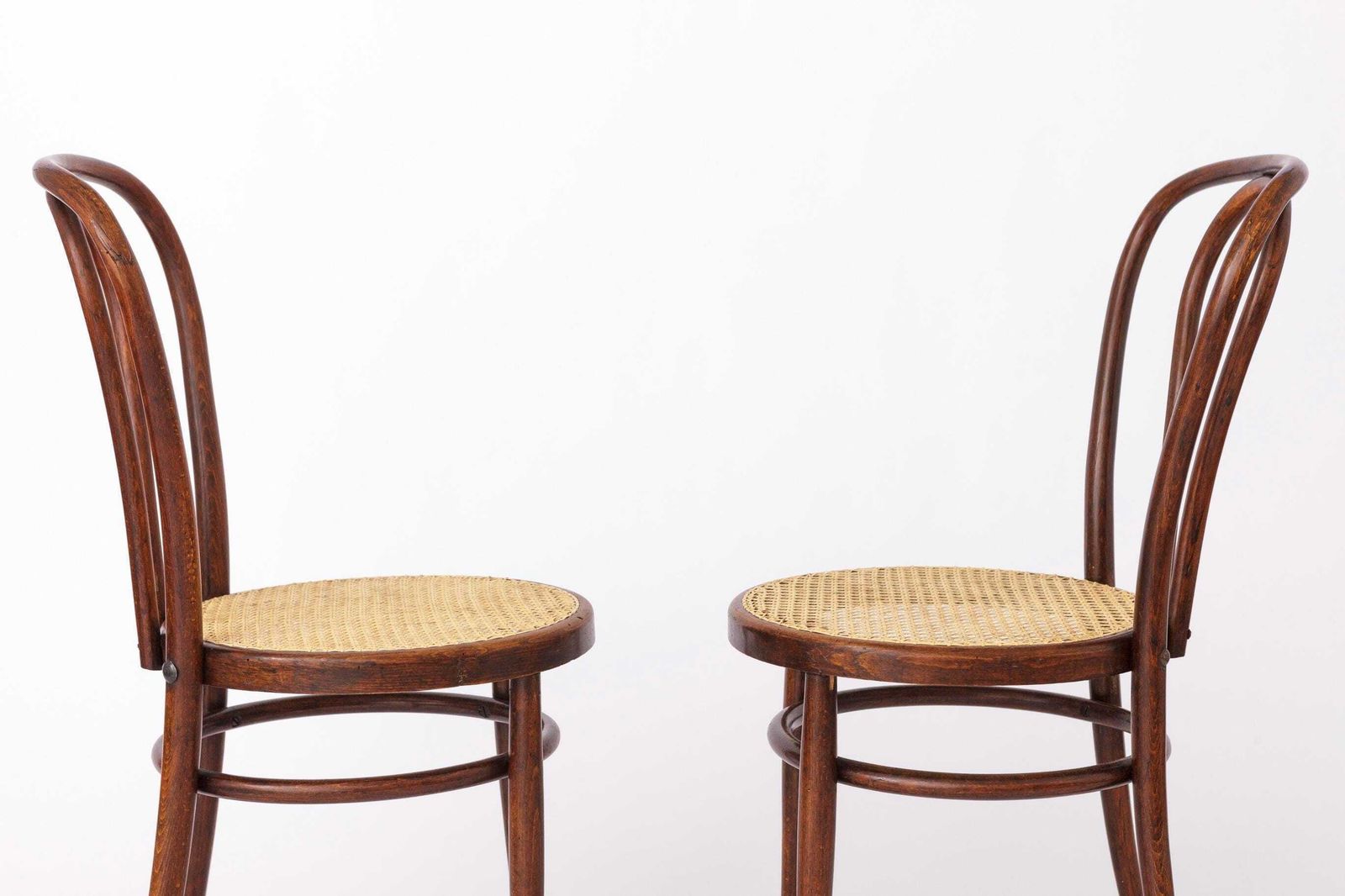 photo furniture Set Of 2 Vintage Bentwood Chairs – 1950s 1960s, Beech Wood, New Viennese Weaving, Mid Century Dining Chairs