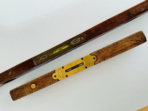 Two J Rabone & Sons Large Wooden Spirit Levels 1930s Working Display photo vinterior