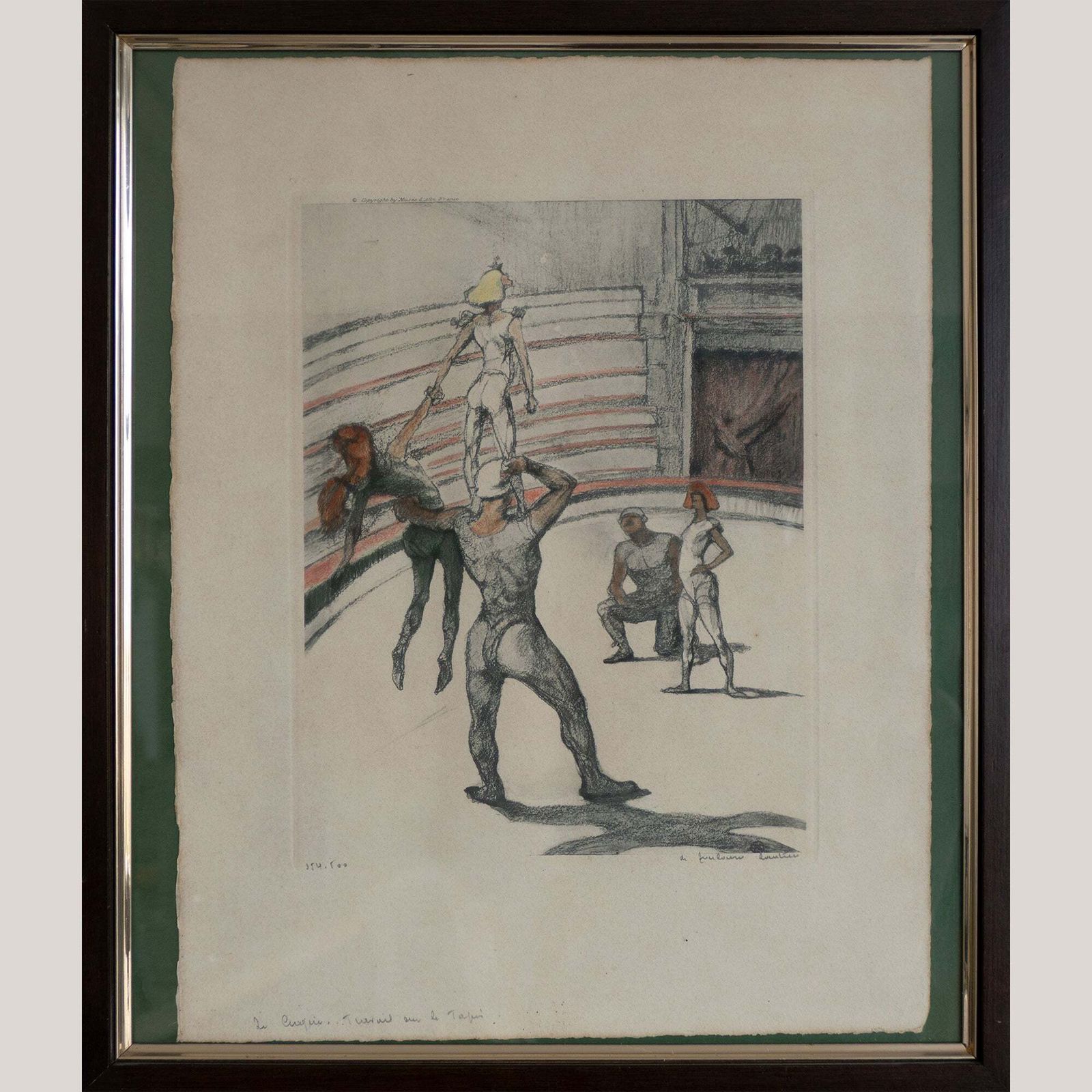 La Chapiteau – Acrobats After Toulouse Lautrec   Vintage Circus Lithograph photo furniture