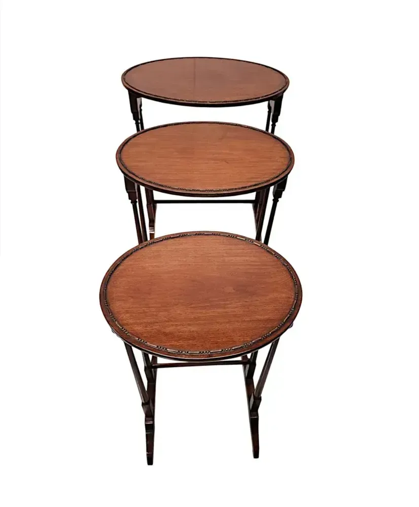 A Very Fine Edwardian Nest Of Three Oval Tables photo for sale