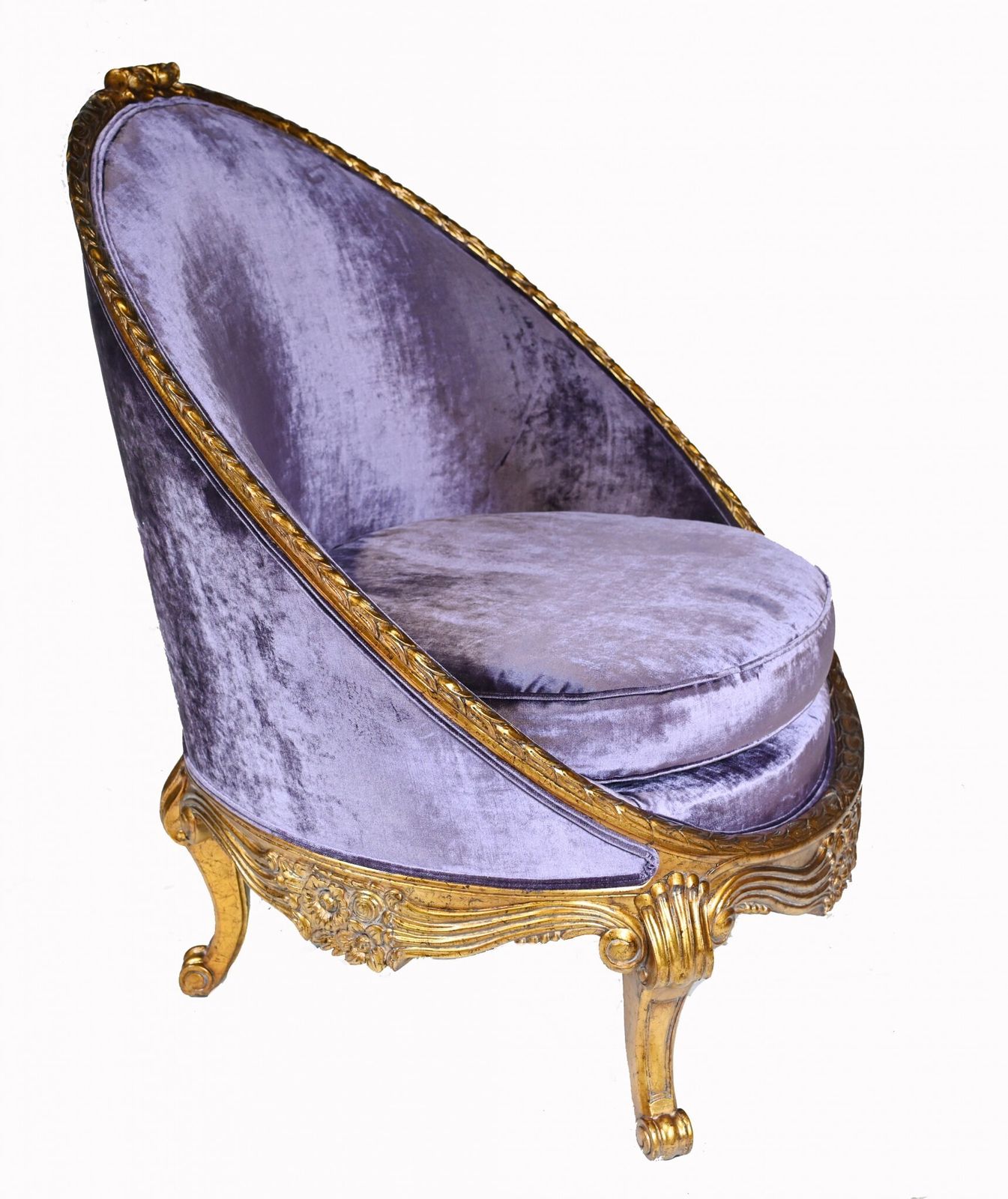 Pair French Empire Tub Chairs Arm Chair Fauteil Gilt Frame photo furniture