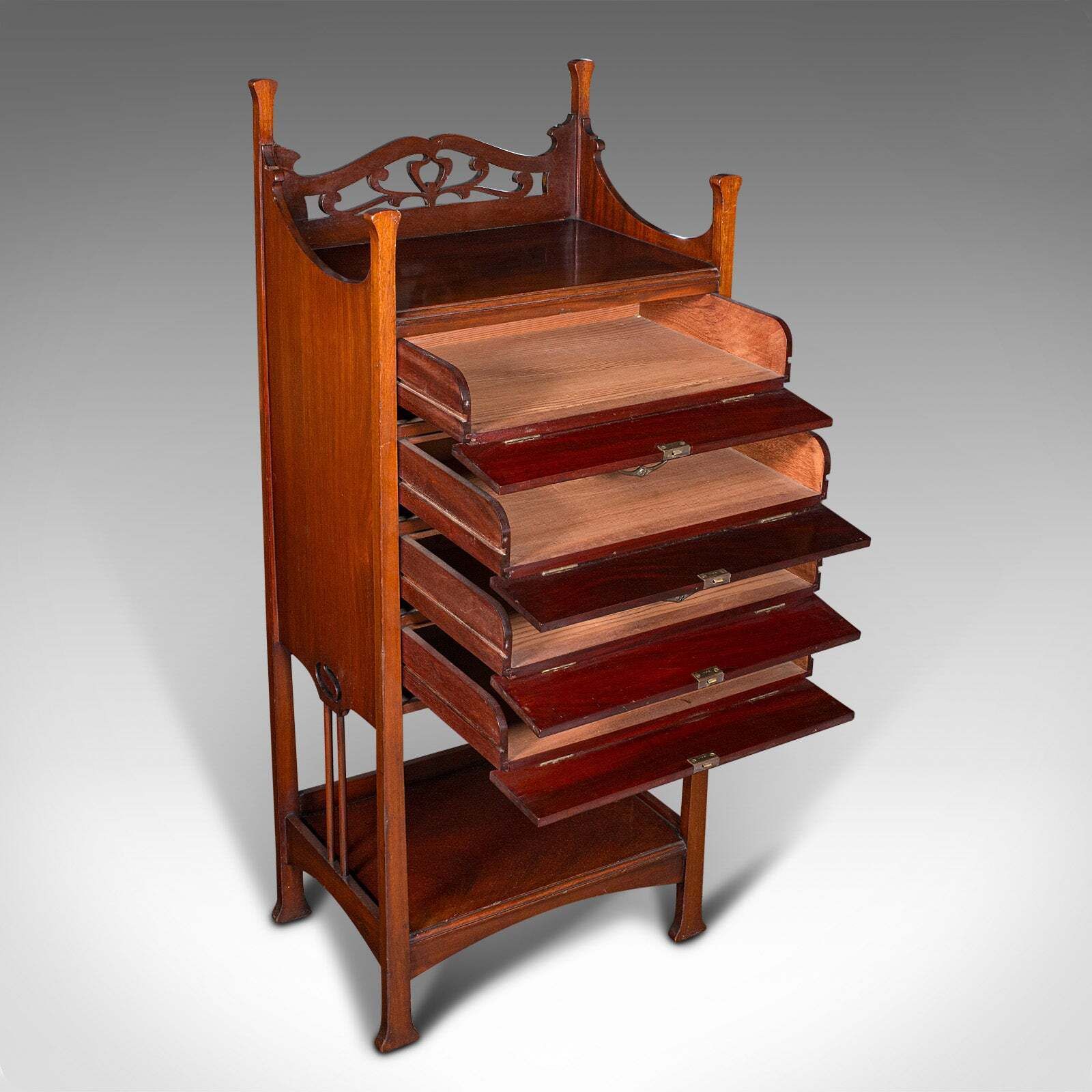 Antique Fall Front Music Cabinet, English, Art Nouveau, Victorian, After Liberty photo furniture