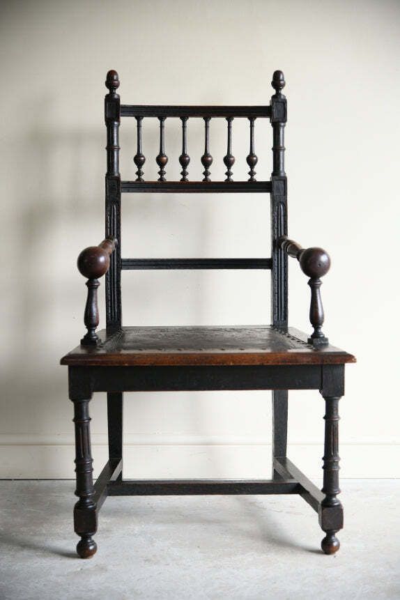395.0 Antique Oak Occasional Chair, 1800s photo