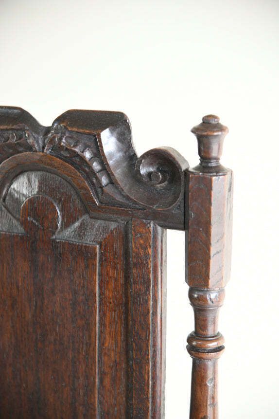 Antique English Oak Chair, 18th Century And Earlier photo vintage