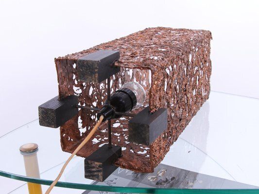 photo for sale Brutalist Copper Table Lamp By Aimo Tukiainen Oy Moonlight Ltd, Finland, 1960s