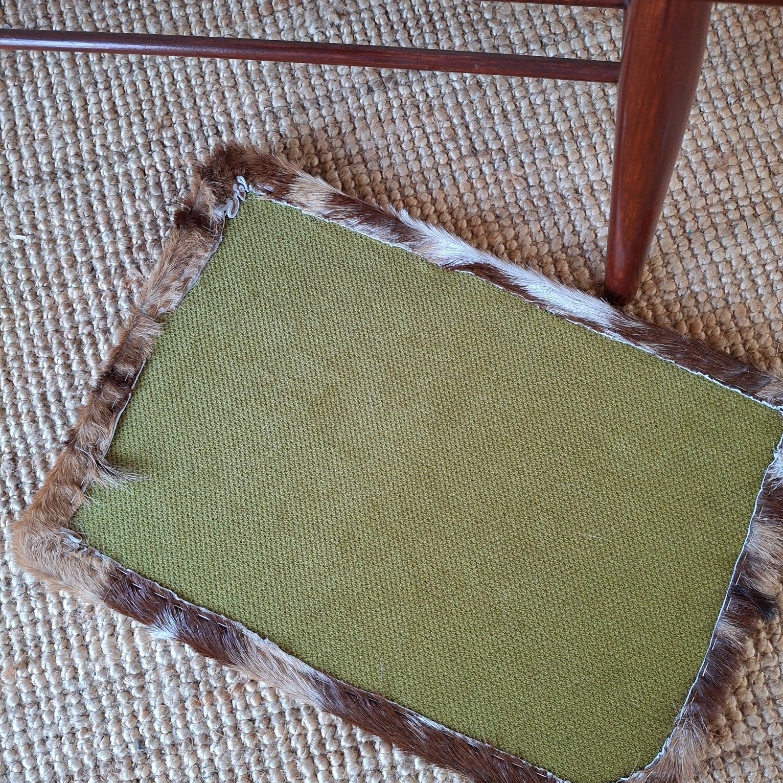 photo vinterior Fab Vintage Chippy Heath Mid Century Teak Telephone Seat Hall Table Goatskin