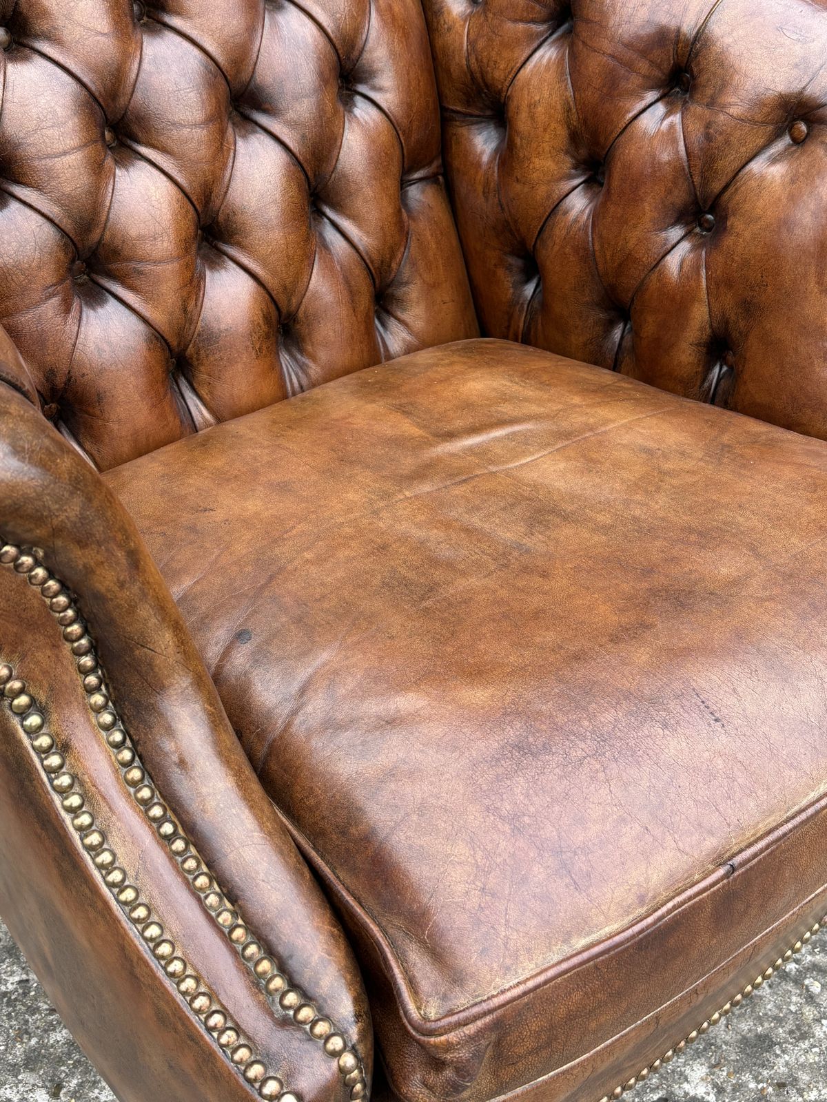 19th Century Brown Leather Club Armchair photo vintage