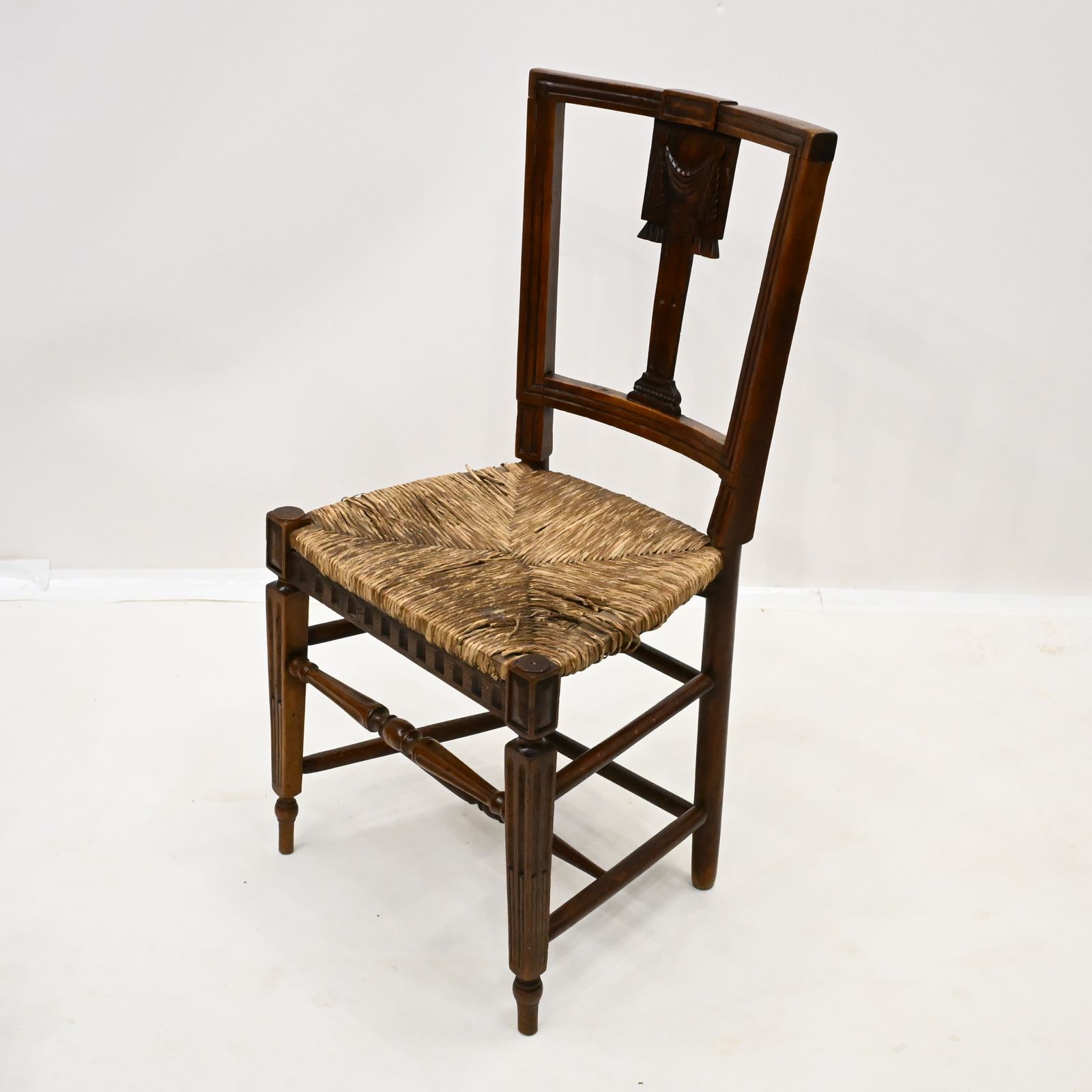 Set Of 7 Georgian Dining Chairs With Rush Seats Back Carvings Free Uk Delivery photo furniture
