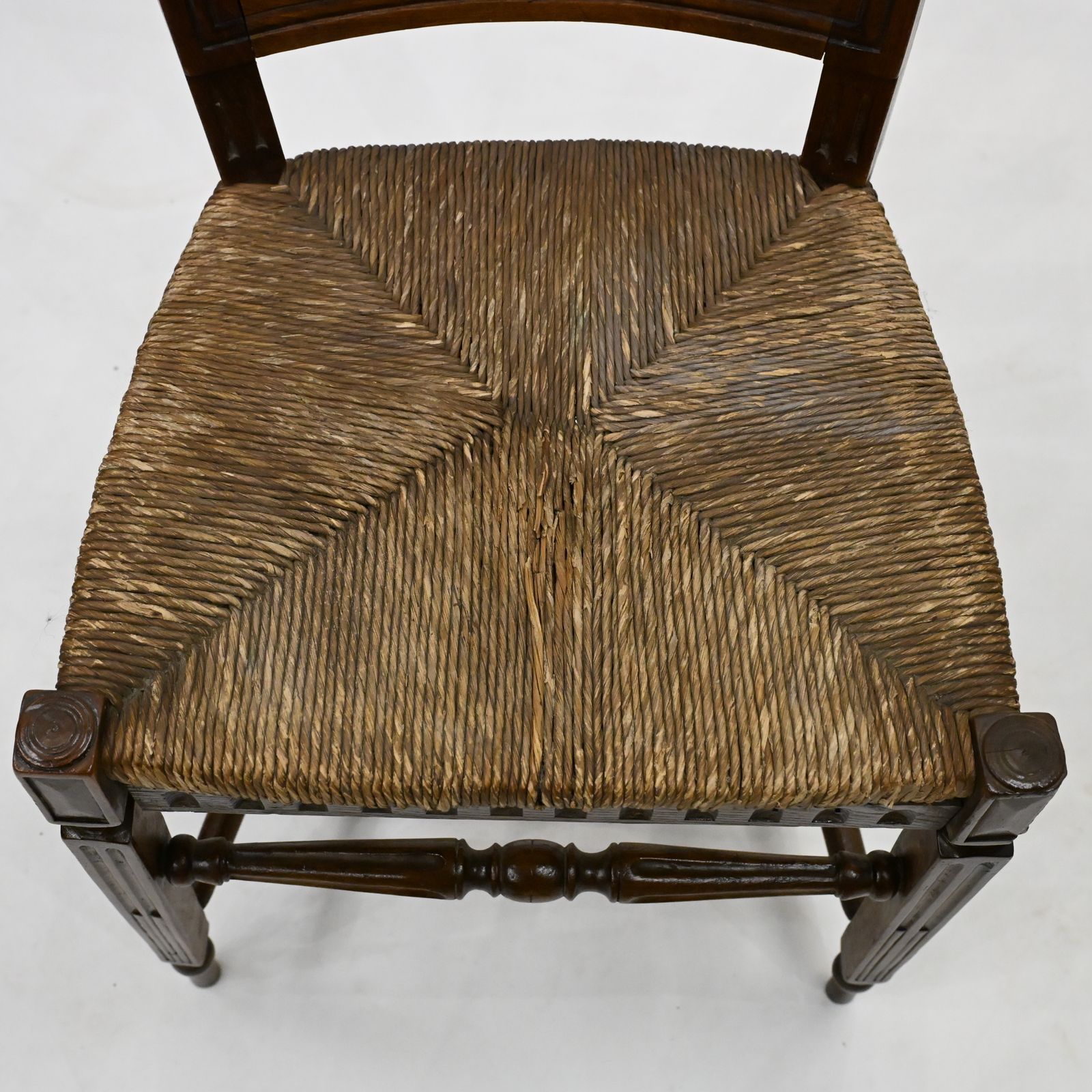 photo buy Set Of 7 Georgian Dining Chairs With Rush Seats Back Carvings Free Uk Delivery