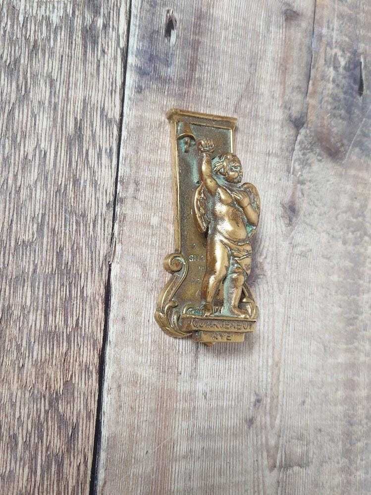 Small Rye Quarterboy Brass Door Knocker, Collectible Brass Door Knocker photo Home Fixtures