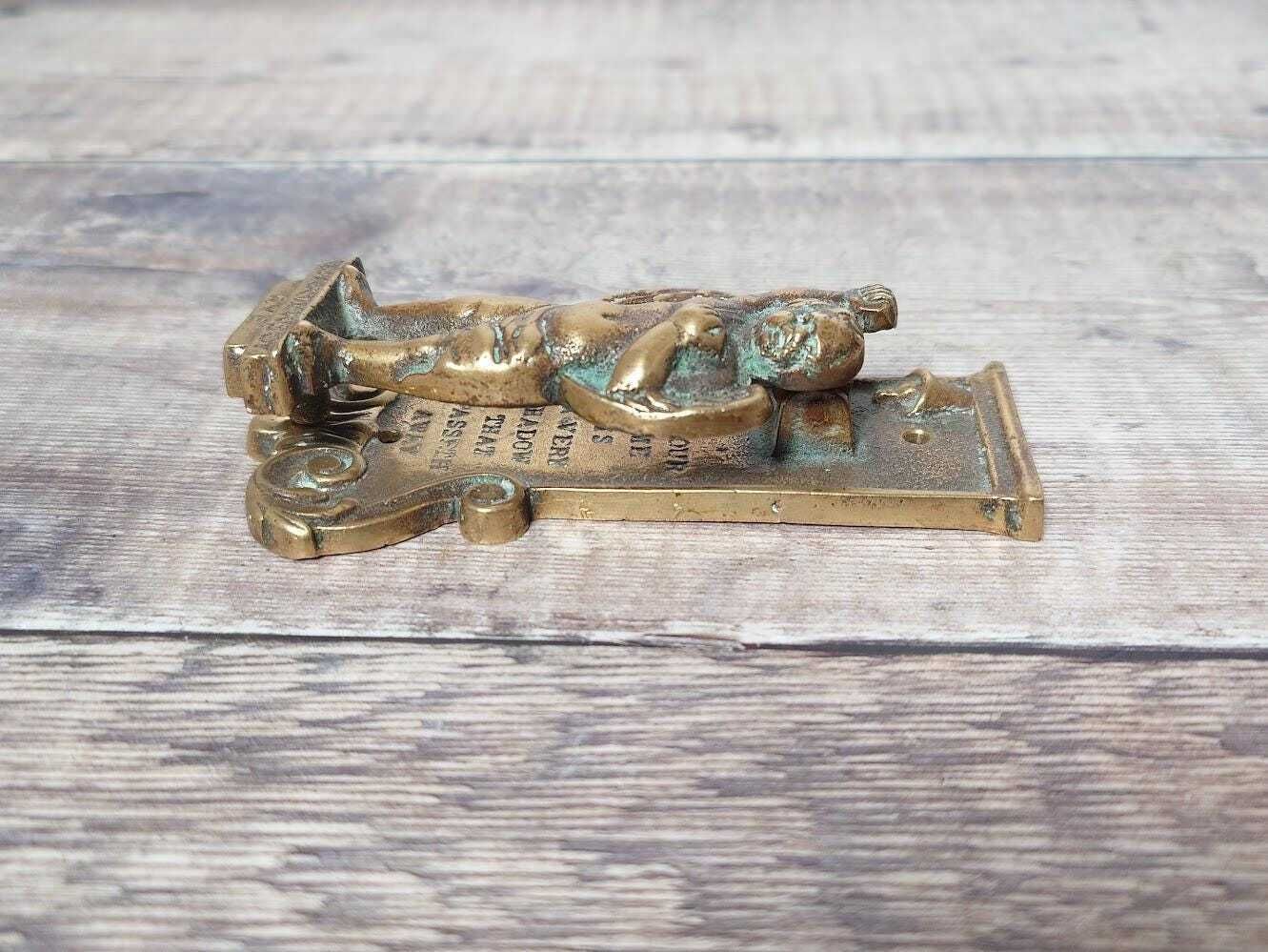 Small Rye Quarterboy Brass Door Knocker, Collectible Brass Door Knocker photo 65.0
