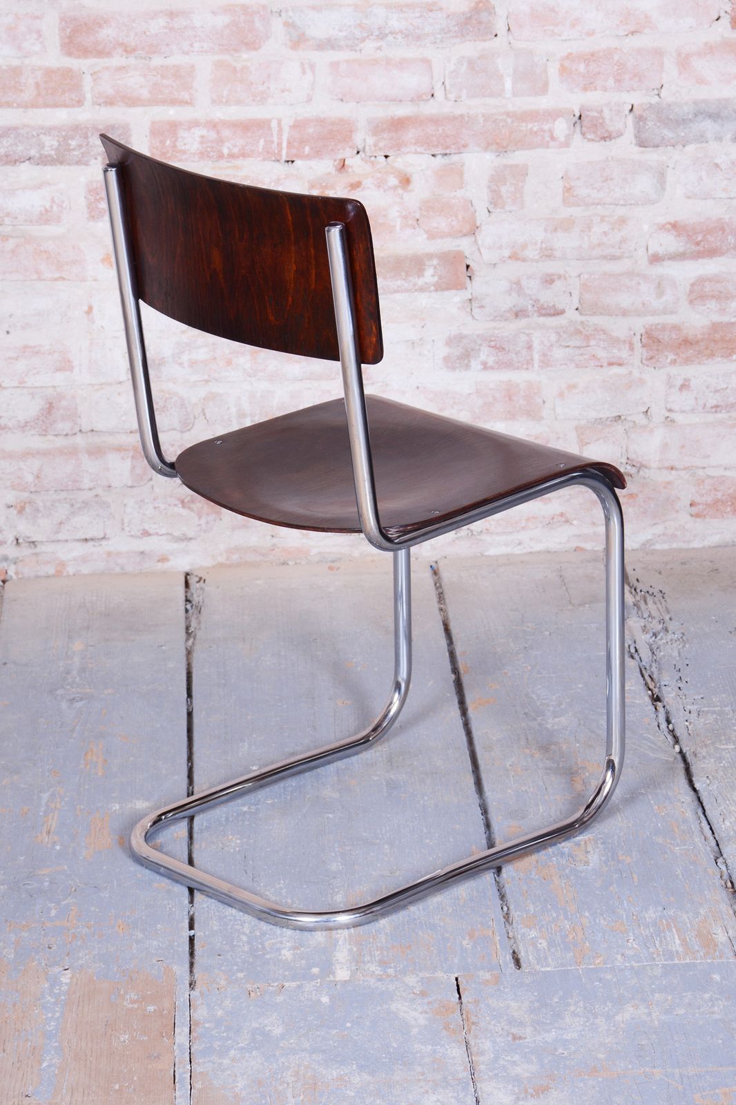 Restored Bauhaus Chair, By Mart Stam For R. Slezak, Beech, Chrome, Czech, 1920s photo vinterior