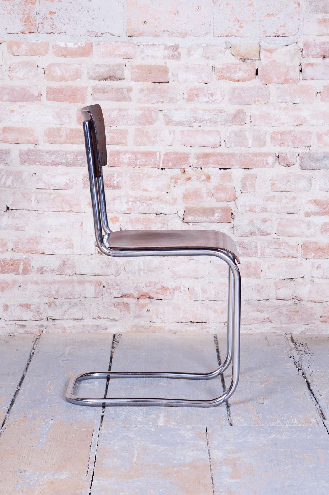 Restored Bauhaus Chair, By Mart Stam For R. Slezak, Beech, Chrome, Czech, 1920s photo vintage