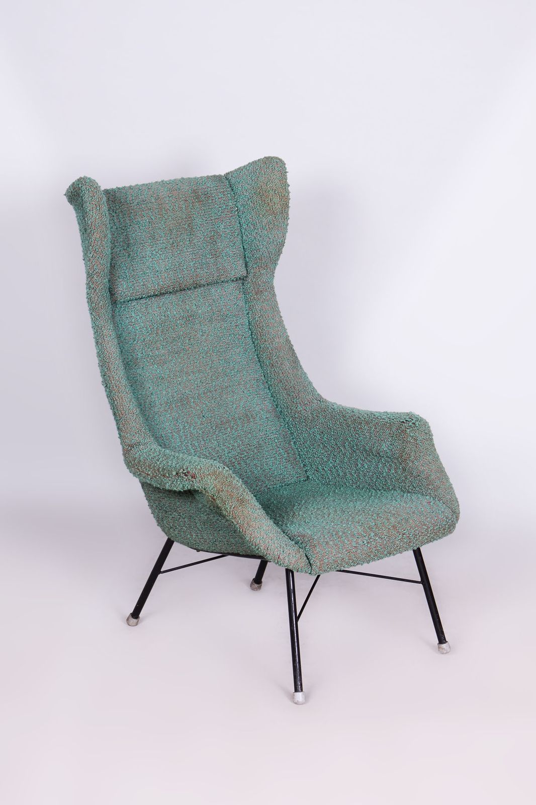 Original Mid Century Wingchair, By Miroslav Navratil, Fiberglass, Czech, 1960s