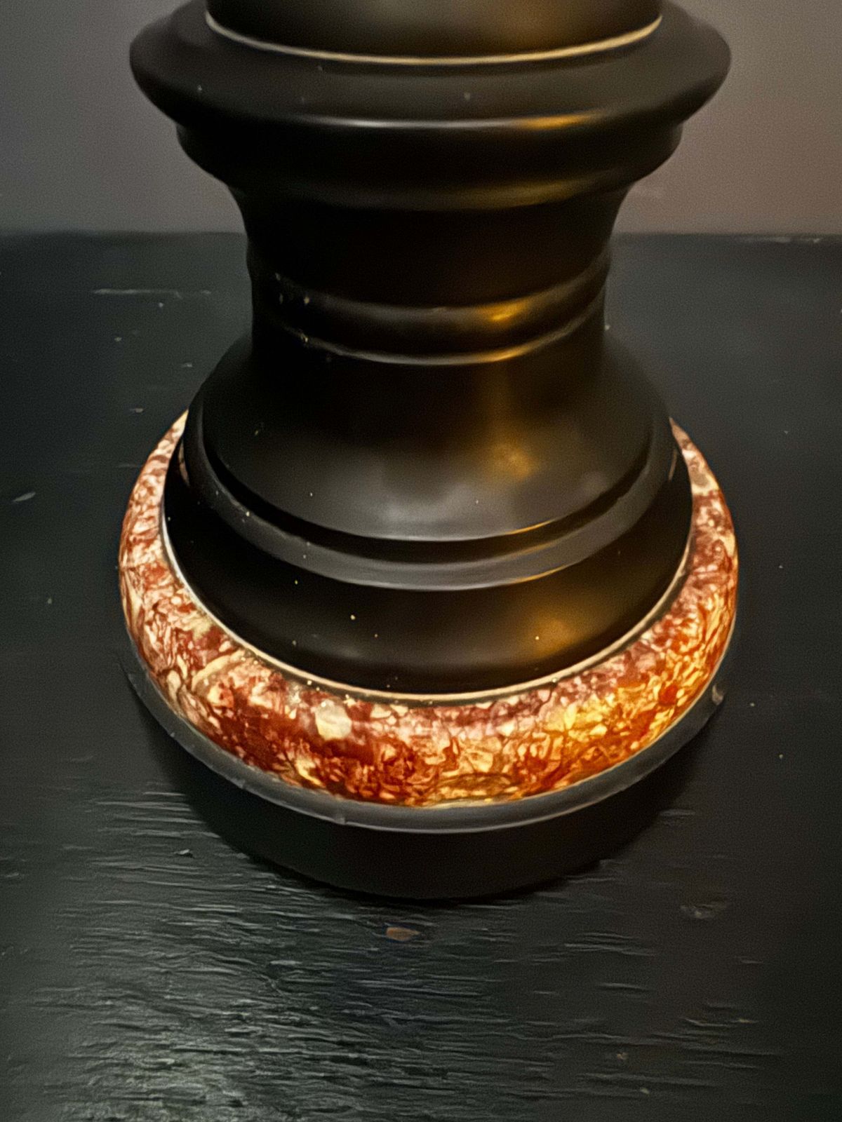 Mid 1800s Pair Of French Turned Black Marble Candle Sticks photo vintage