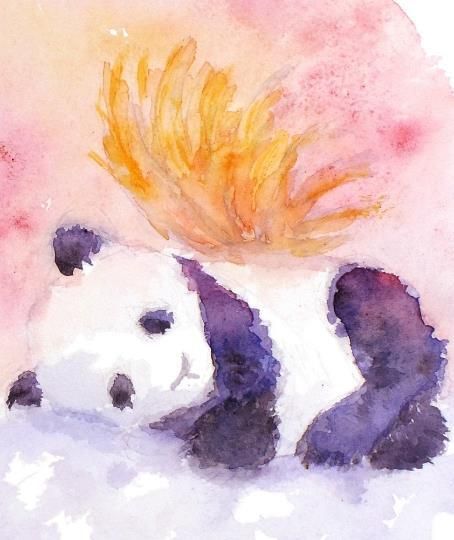 Angel Pandas Cubs Illustration Cute Original Watercolour Painting Andi J Lucas photo furniture