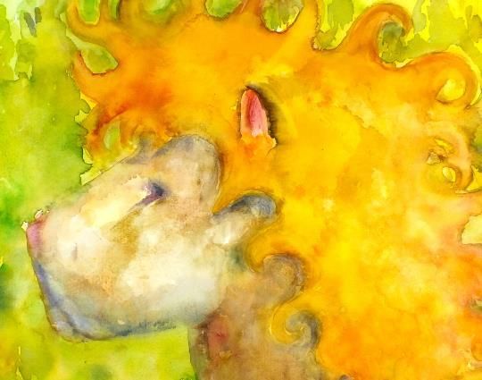 Leo Lion Original Zodiac Watercolour Painting Star Sign Astrology Andi J Lucas photo furniture