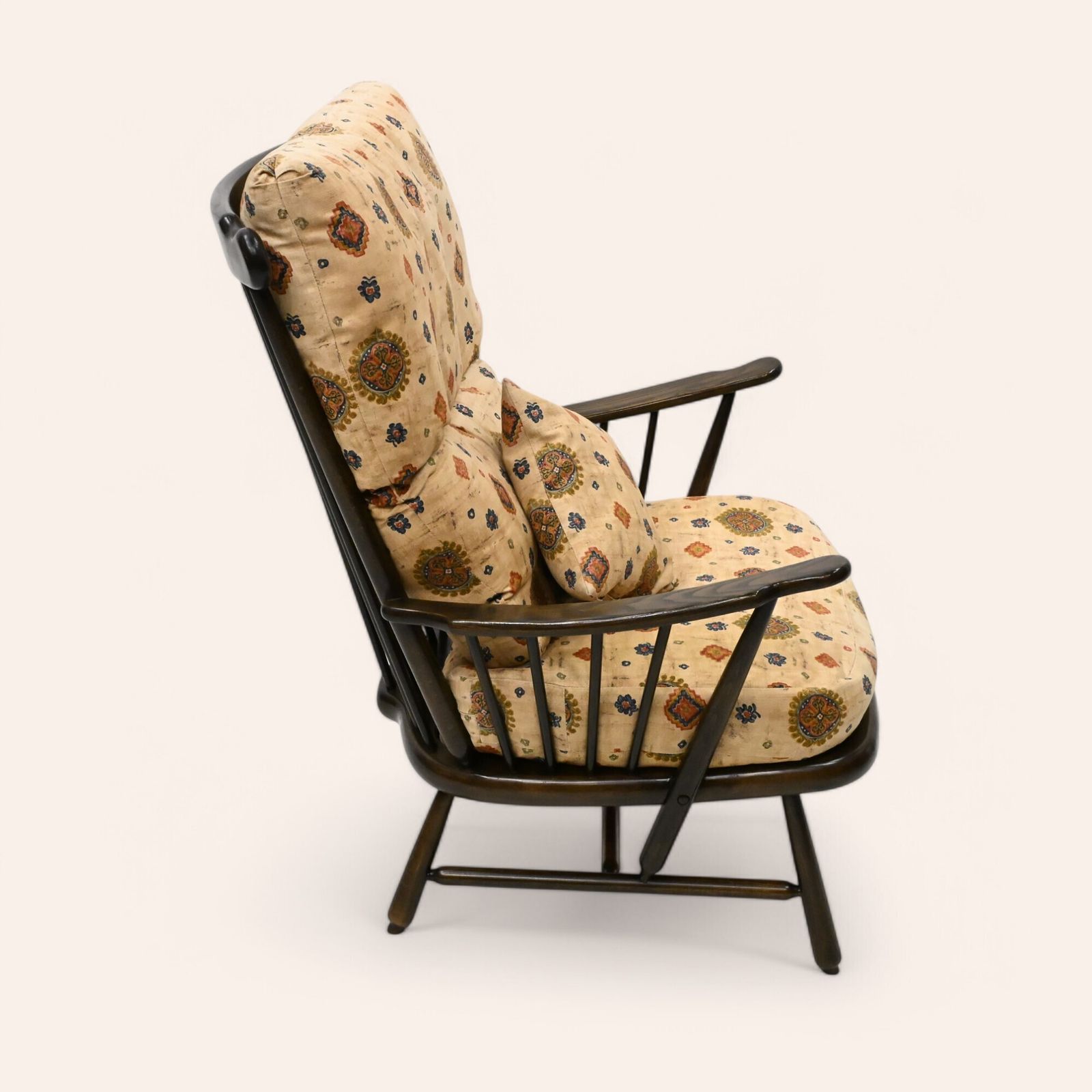 Ercol Easy Chair Armchair Dark Finish Original Upholstery Free Uk Delivery* photo vinterior