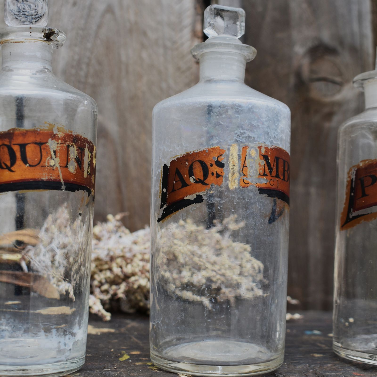 Antique Victorian Chemist Apothecary Tincture Hand Blown Pontil Bottle Set Of 4 photo vinterior