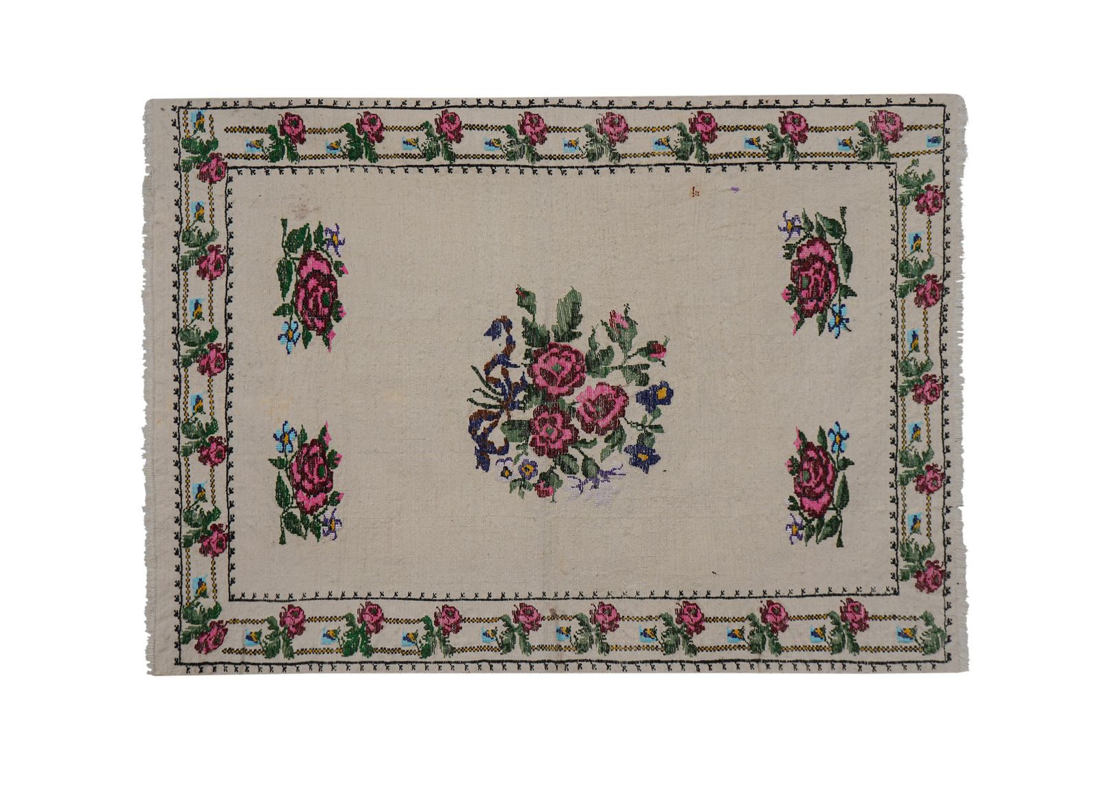 Turkish Aubusson Floral Turkish Kilim Rug 3'1'' X 4'4'' photo for sale