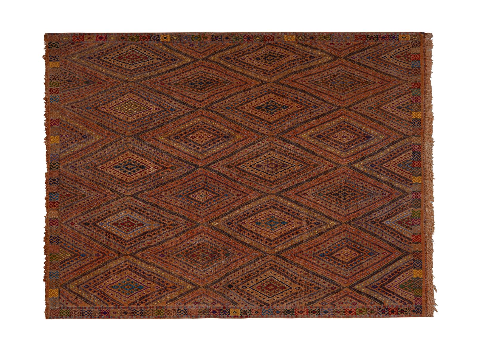 1960s Jajim Kilim With Bold Diamond Designs 5'4'' X 7'7'' photo 675.0