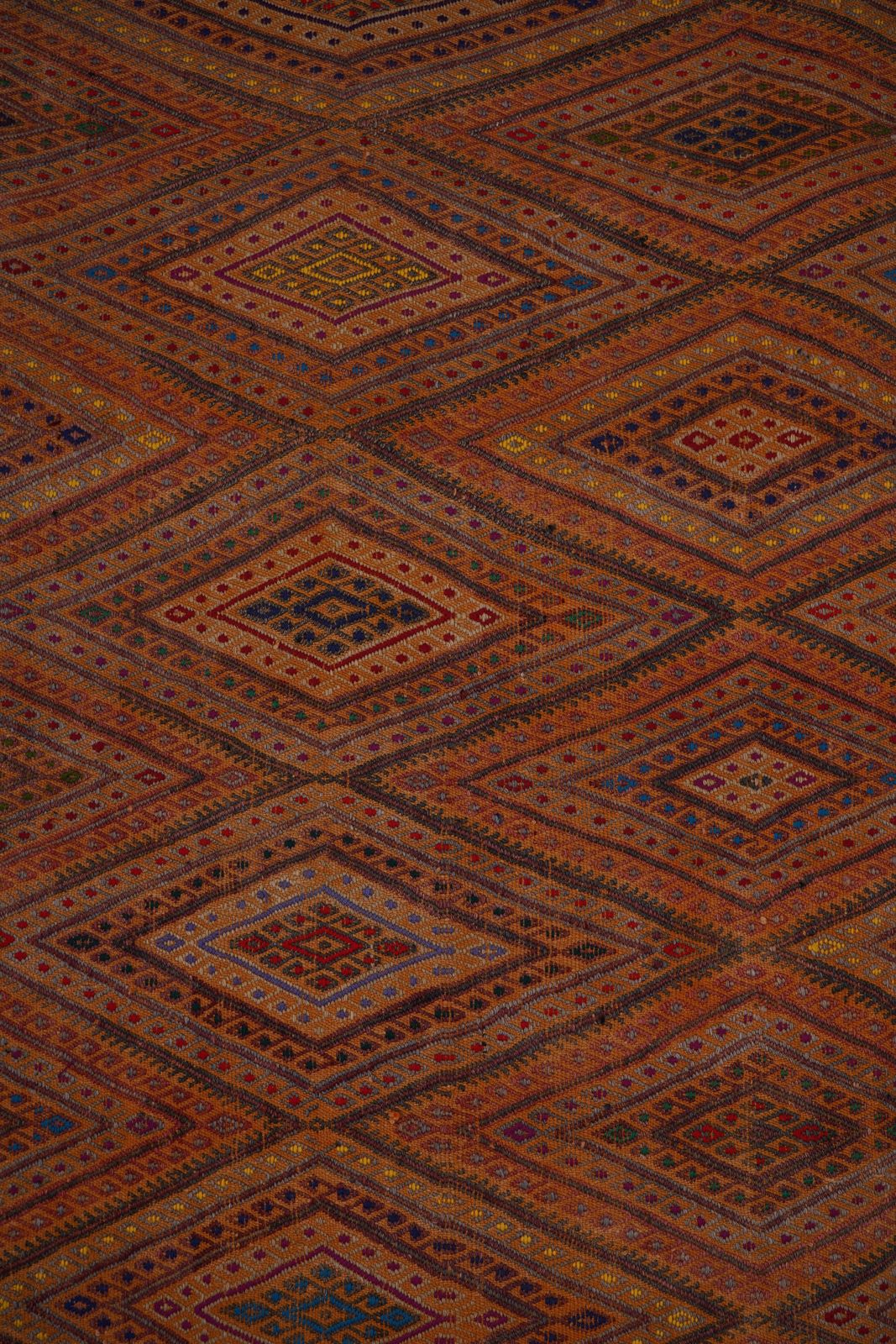 1960s Jajim Kilim With Bold Diamond Designs 5'4'' X 7'7'' photo vinterior