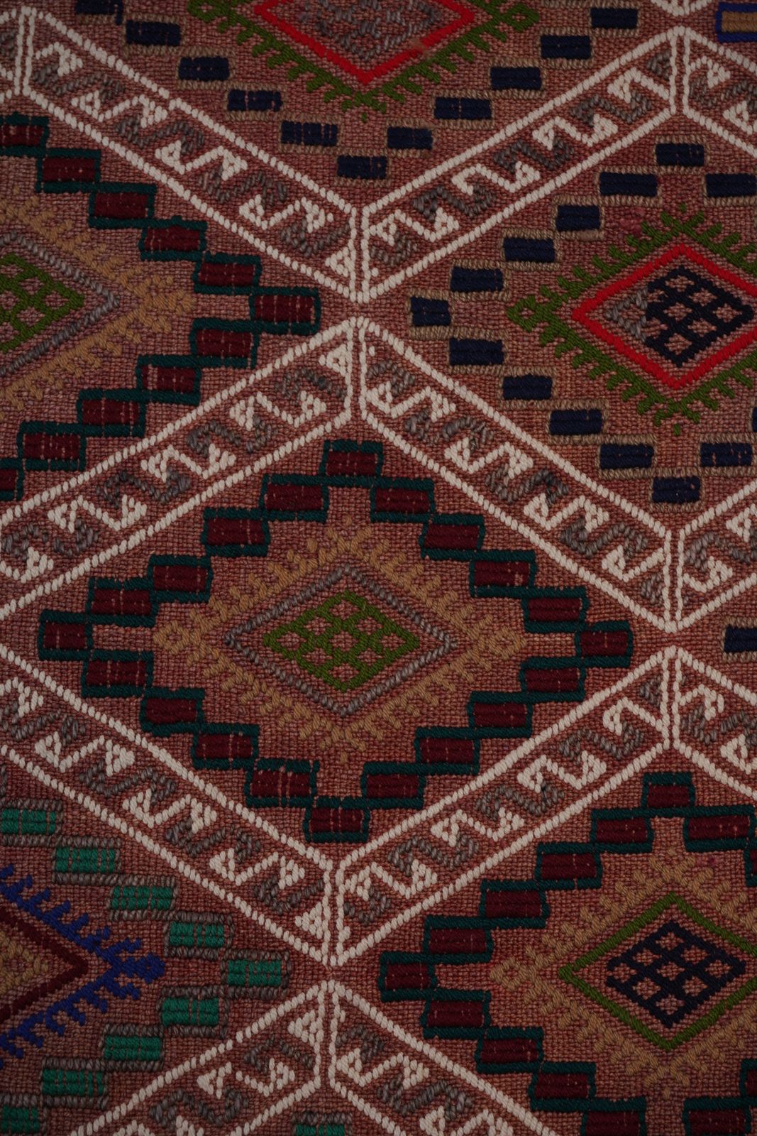 Mid 20cty Diamond Pattern Jajim Kilim With Muted Colors 5'6'' X 8'5'' photo vinterior