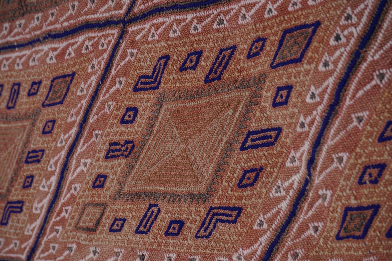 1960s Turkish Wool Pink Jajim Kilim Rug 5'5'' X 7'8'' photo Textiles