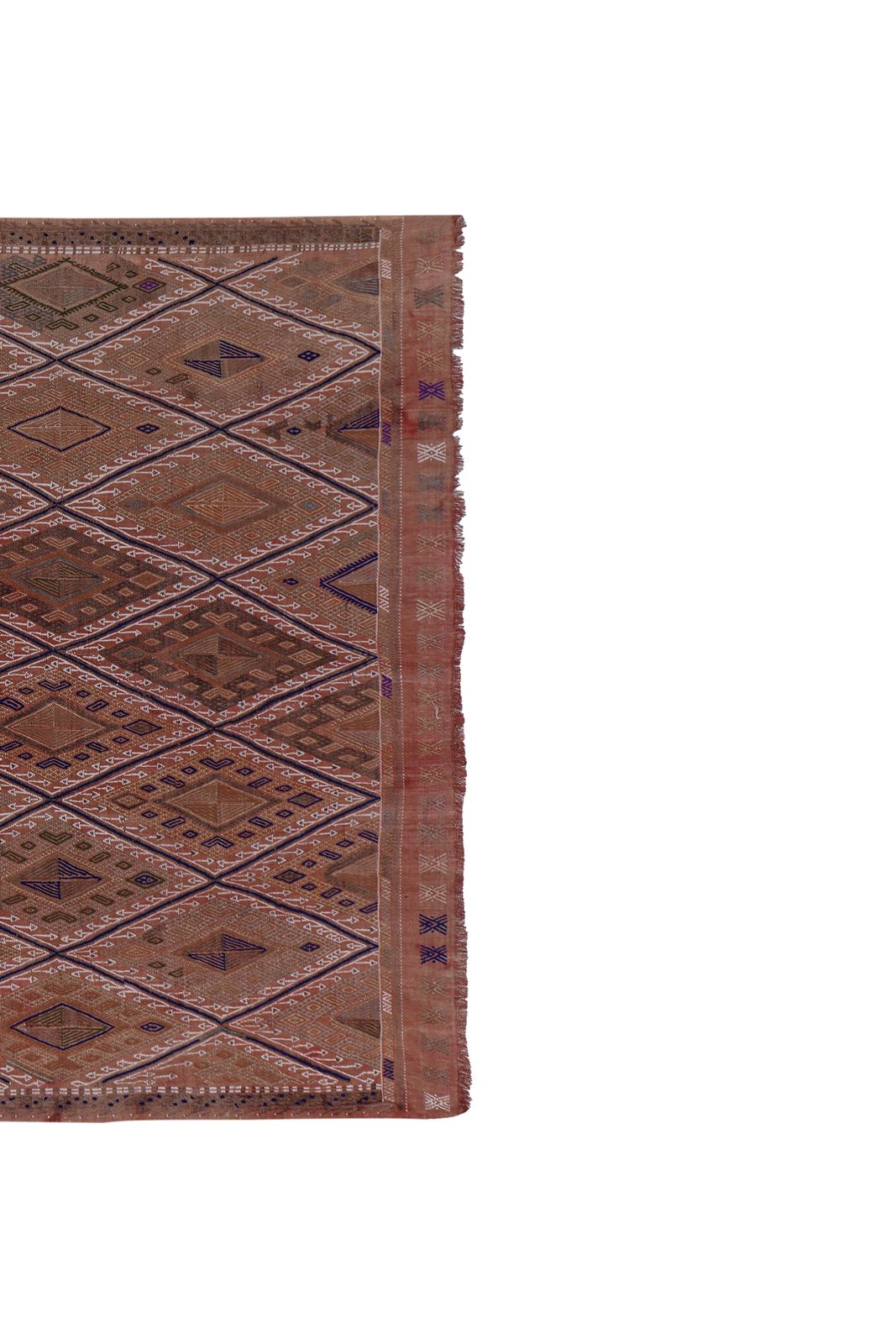1960s Turkish Wool Pink Jajim Kilim Rug 5'5'' X 7'8'' photo vintage