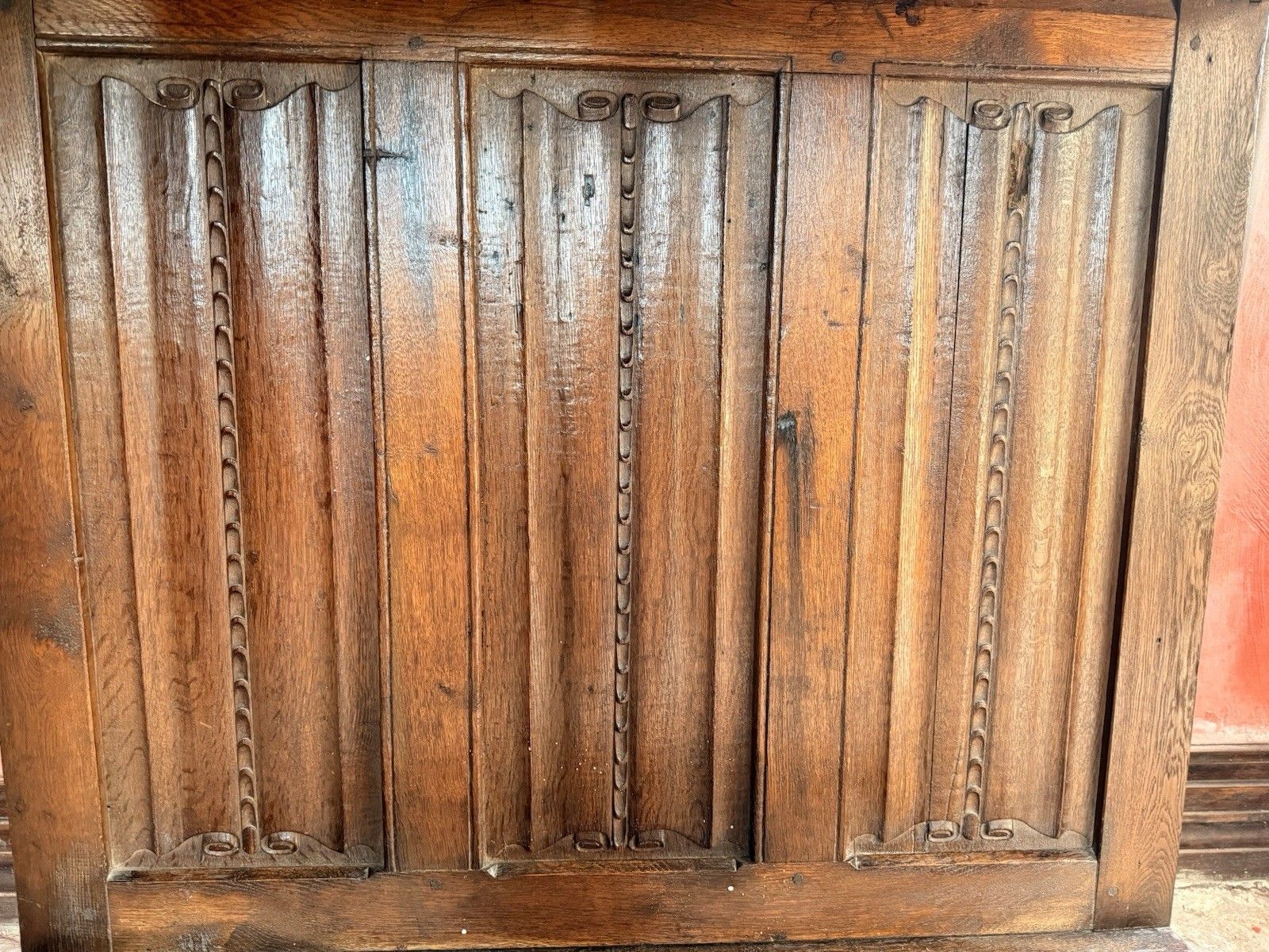 1099.0 Rare Antique Oak Carved Floorstanding Cupboard Cabinet Dresser Buffet C 1700s photo