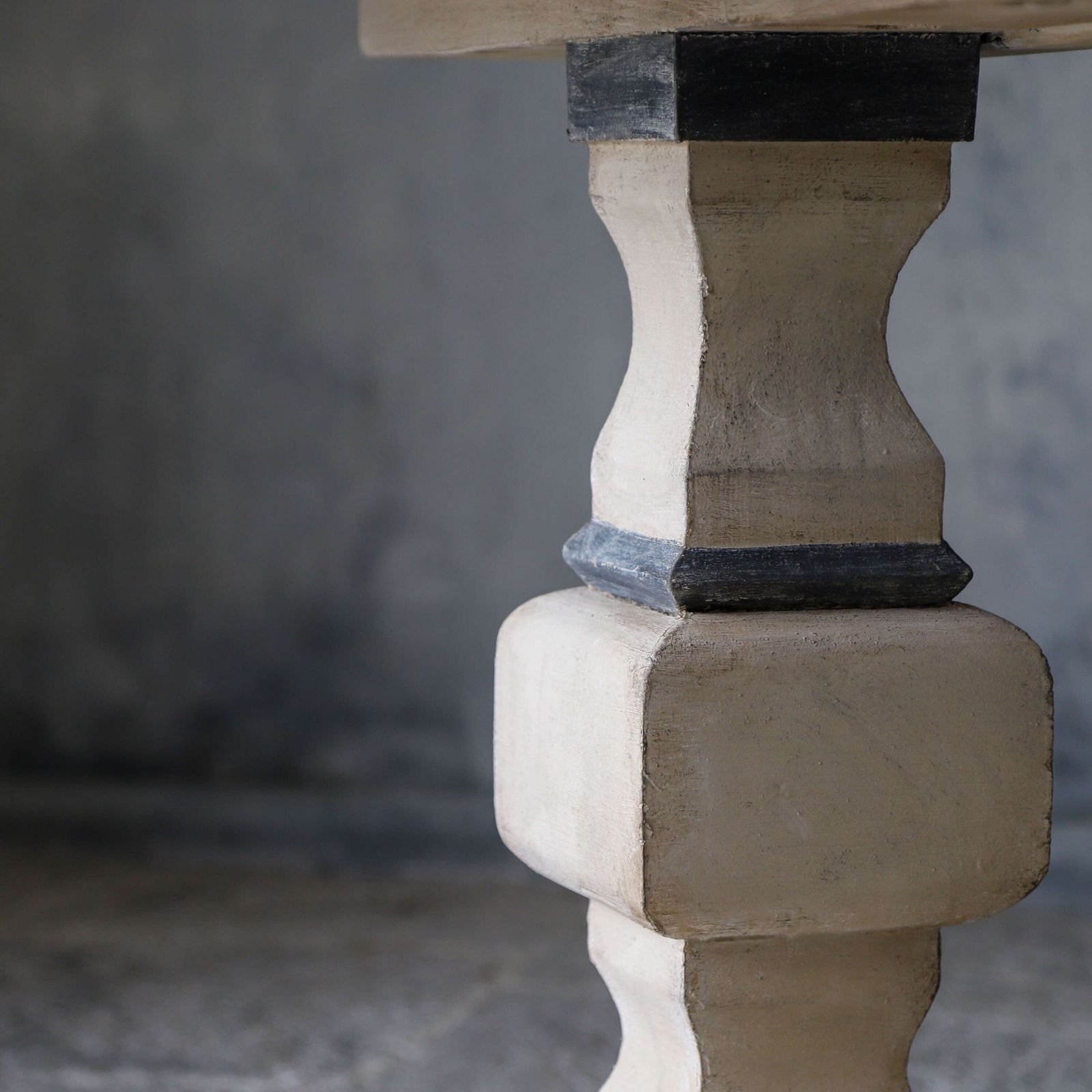 Furniture French Mid 20th Century Refectory Farmhouse Style Table   Later Geometric Painted Finish photo